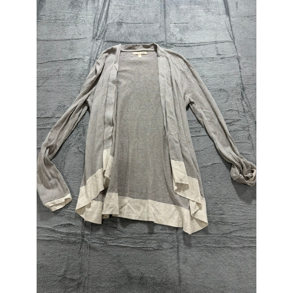 Banana Republic Striped Open‎ Cardigan Womens Small Beige Lightweight Sweater